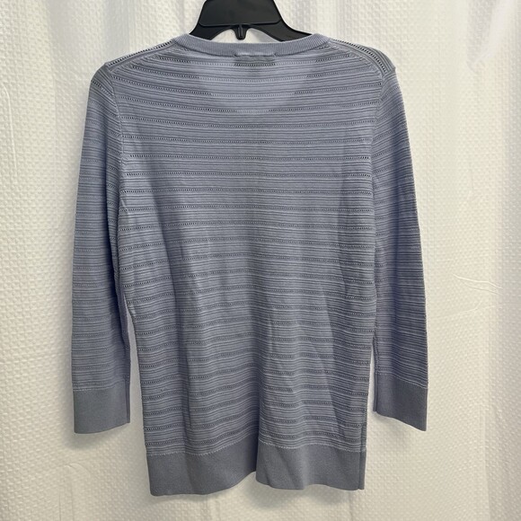 Ann Taylor Women’s Blue 70% Silk Cardigan Sweater Medium Classic Spring - Picture 8 of 9